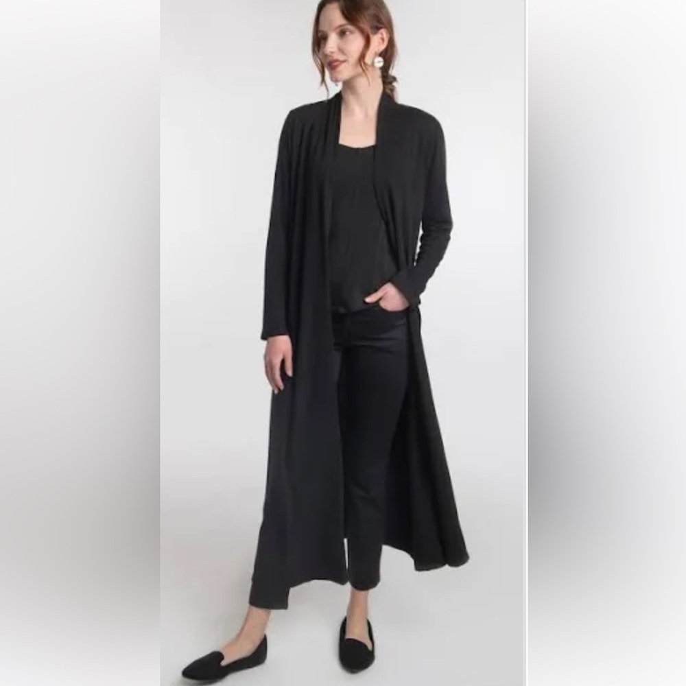 Long Black Cardigan (Duster), Karen Kane, size M. New with tags. - Picture 2 of 10